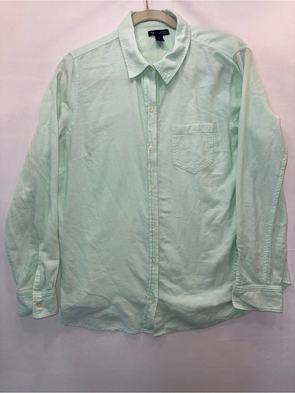 GAP Mint Green Long-Sleeve Button-Down Shirt